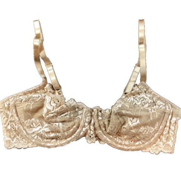 Natori Balconette Tan Mesh Lace Adjustable Straps Bra 34B - Picture 1 of 6